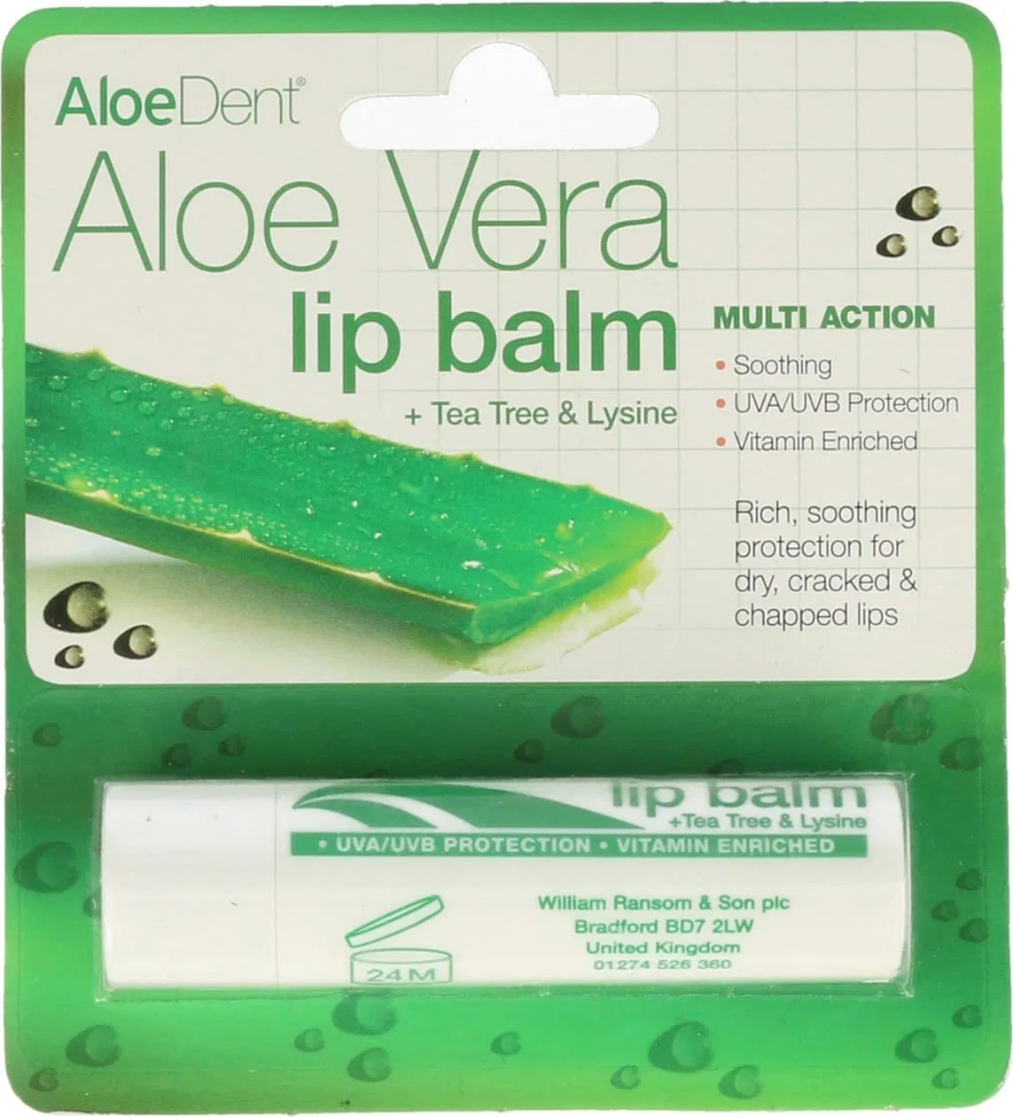 Бальзам для губ Aloe Vera, 4 г, Aloe Dent