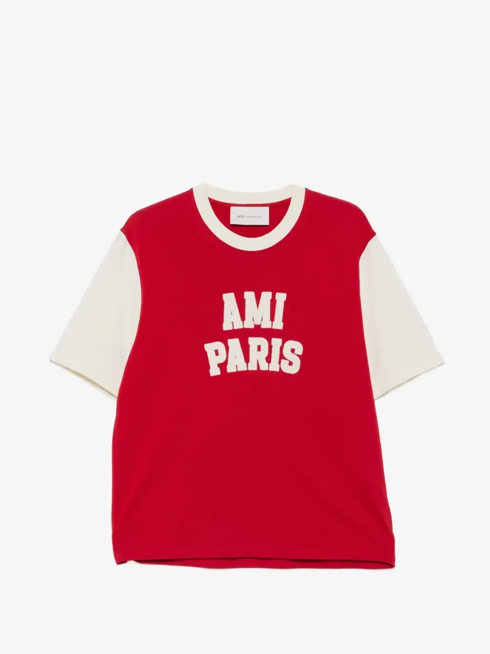 Футболка с логотипом и цветовыми блоками AMI Paris, красный