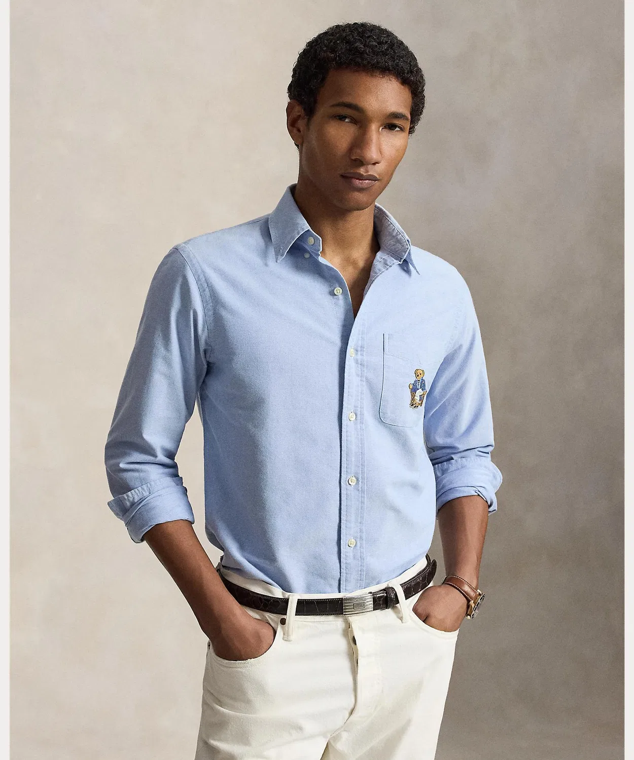 Мужская классическая рубашка с длинным рукавомPolo Bear Oxford POLO RALPH LAUREN, Blue