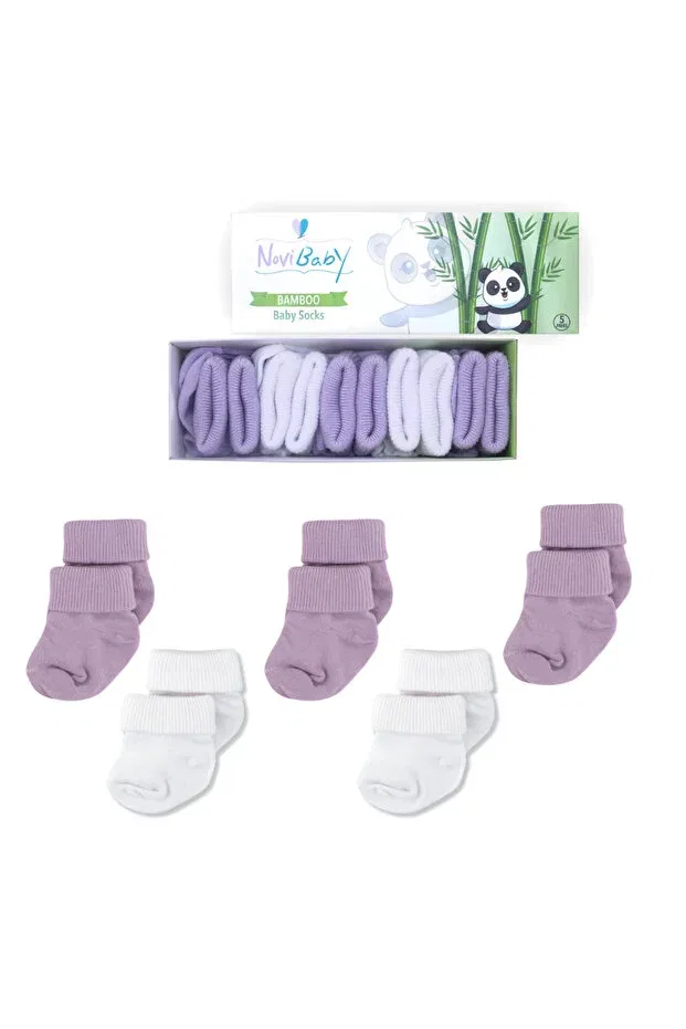Детские носки для новорожденных хлопковые 5 шт Basics Novibaby, Purpy