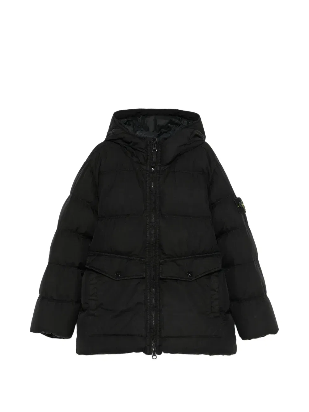 Куртка с капюшоном и нашивкой-компасом Stone Island Junior, черный