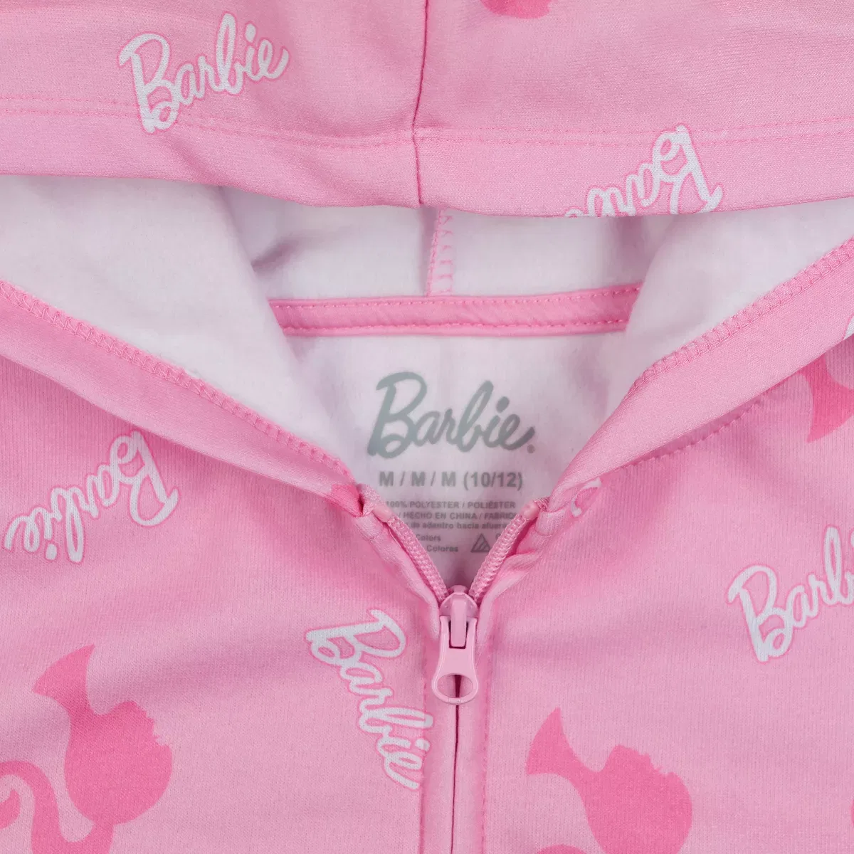 Детская худи с принтом Seven Times Six Barbie Hoodie Girls' Logo Design Full-Zip Hooded Sweatshirt, Pink — фото 2