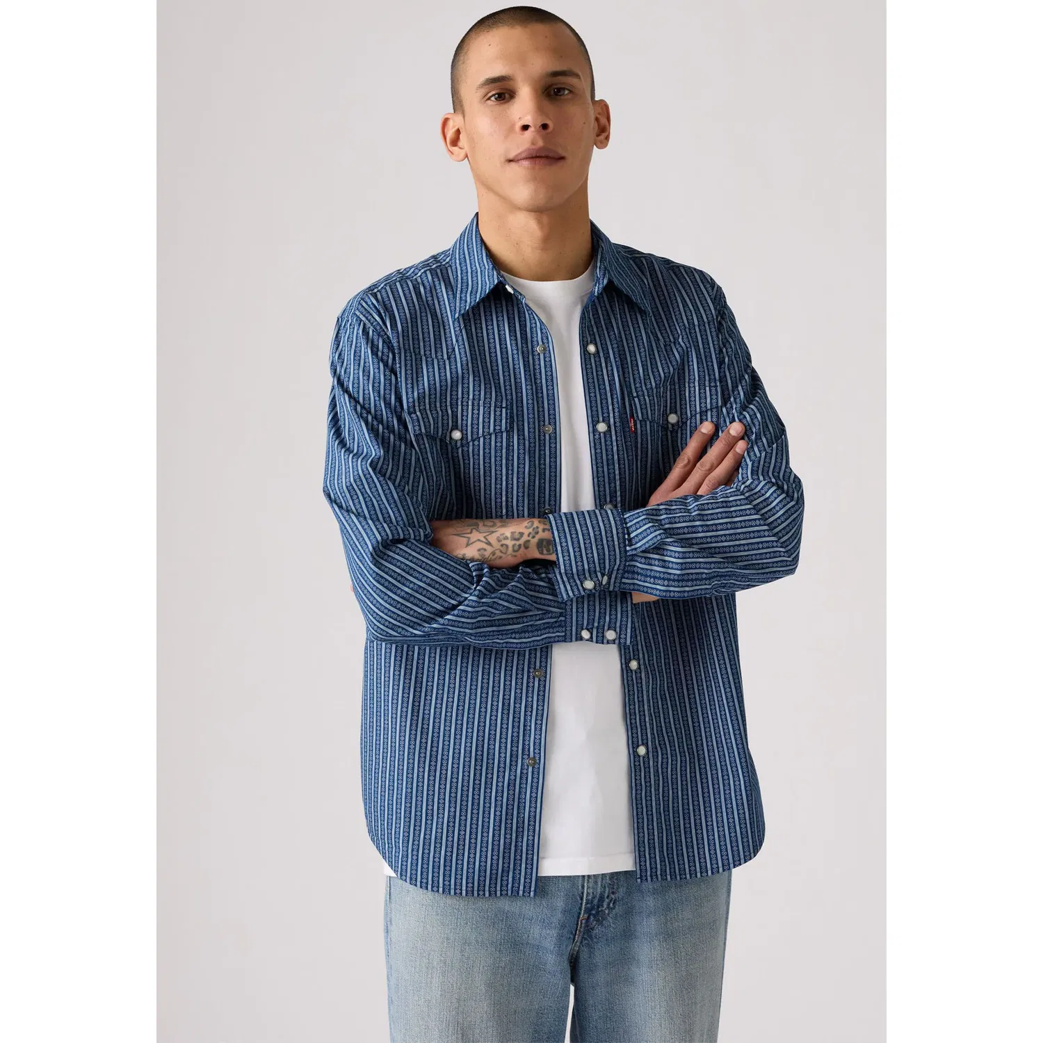Мужская джинсовая рубашка с длинным рукавом Levi's, Bjorn Geo Stripe Est — фото 2