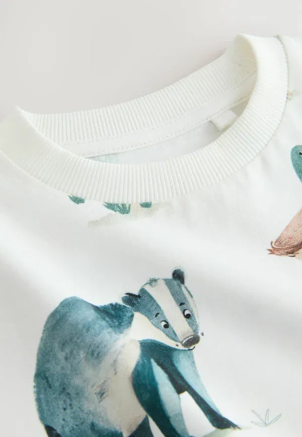 Футболка с длинным рукавом с принтом Regular fit - long sleeve all over print t-shirt - long sleeved top Next, Cream White Woodland Animals, белый — фото 2