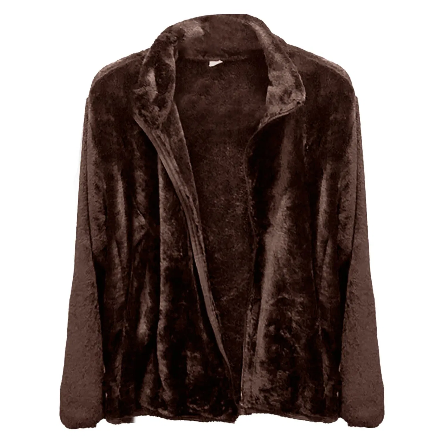 Женская куртка из флиса с принтом, модель Women Fleece Jackets Full Zipper with Pockets, Marrone — фото 4
