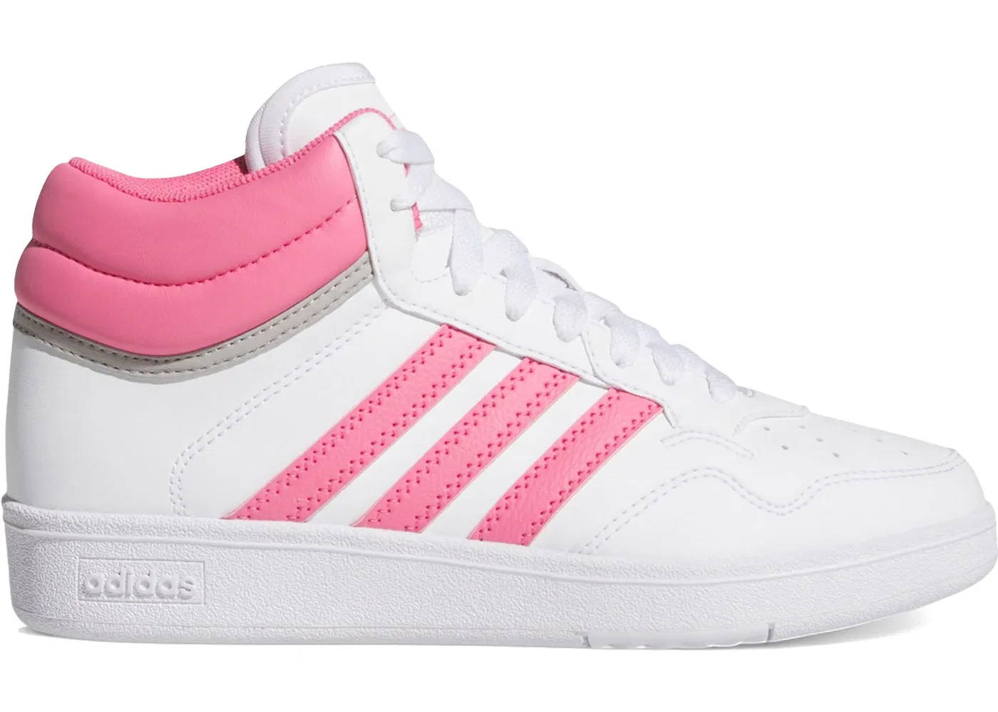 Детские кроссовки для мальчиков на шнуровке Adidas Hoops 4.0 Mid, Cloud White Pink Fusion Grey Two