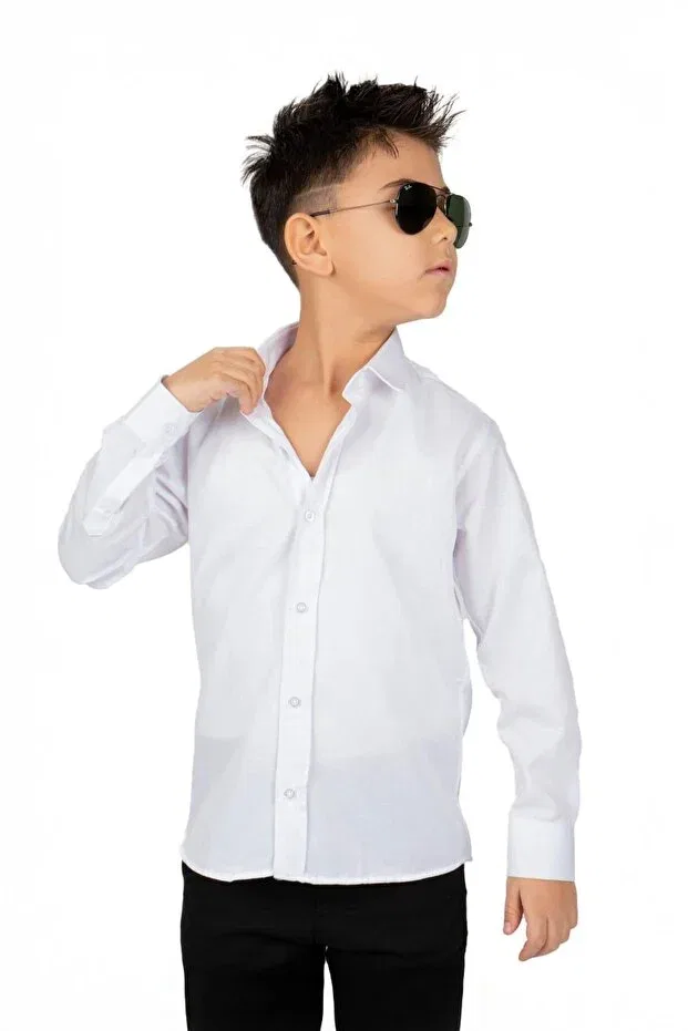 Детская рубашка с длинным рукавом Trend Baby Kids, 13-16 Years White — фото 2