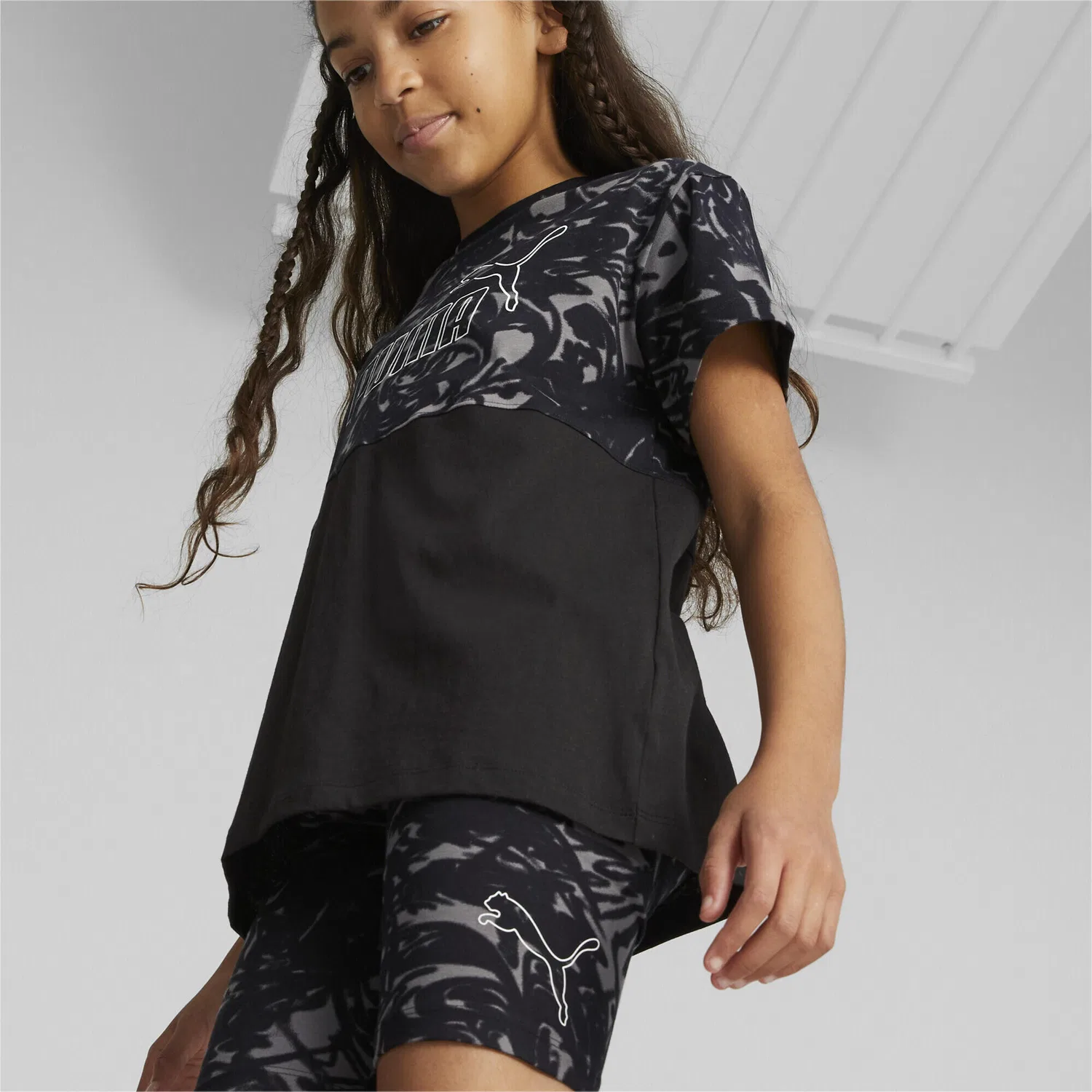 Детские леггинсы с принтом Hochgeschnittene bedruckte kurze Leggings Jugendliche Puma, Schwarz — фото 3