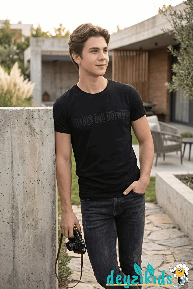 Детская футболка для девочек с принтом Thanes rog notwng printed t-shirt Deyzikids, Black — фото 3