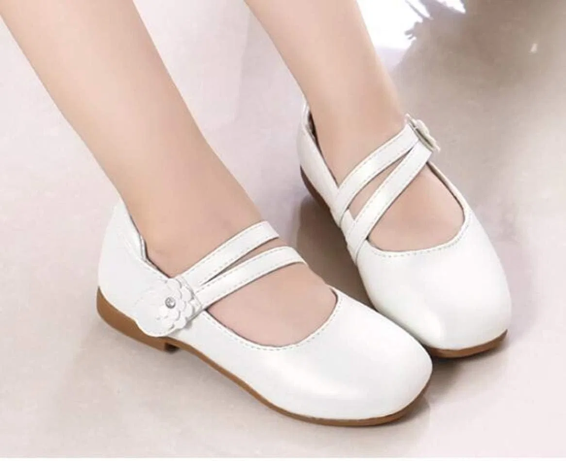 Детские туфли Мэри Джейн с принтом Princess Uniform School Ballet Flower LFHT, White — фото 2