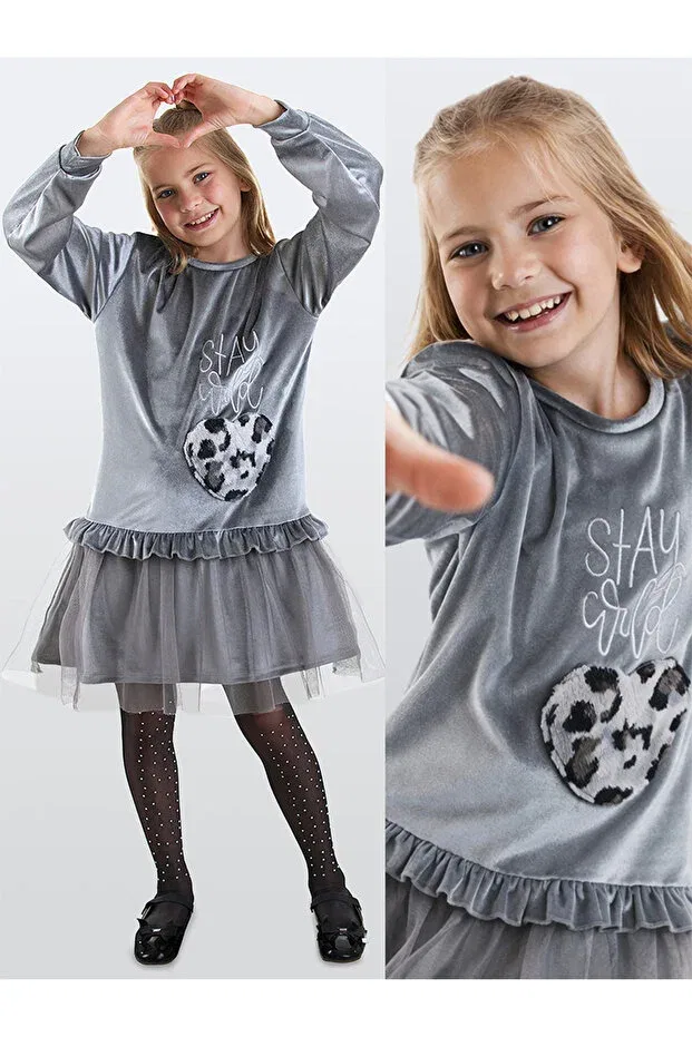 Детское платье для девочек с принтом Denokids, Gray