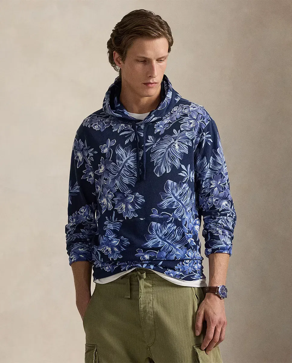 Мужская худи из футера с принтом Polo Ralph Lauren, Light Blue / Navy