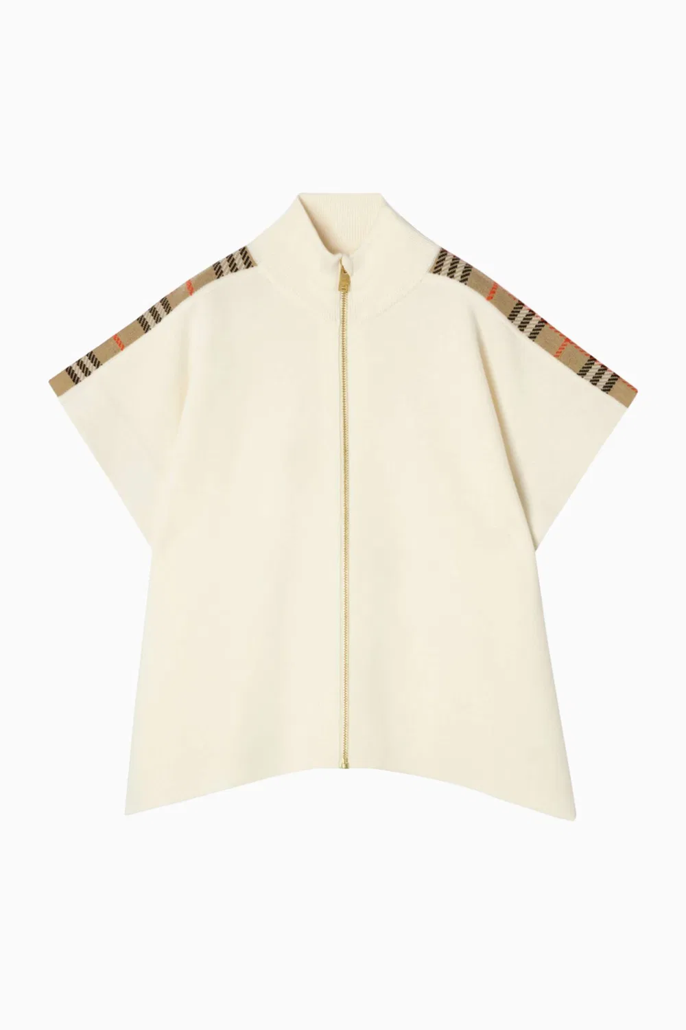 Накидка из шерсти с отделкой в клетку Burberry