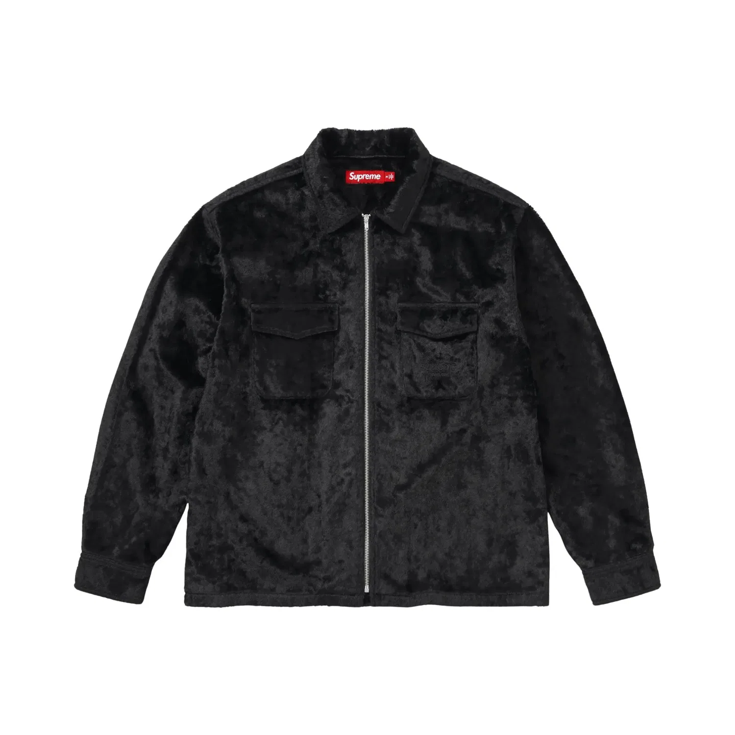Рубашка Supreme на молнии из искусственного меха, черный