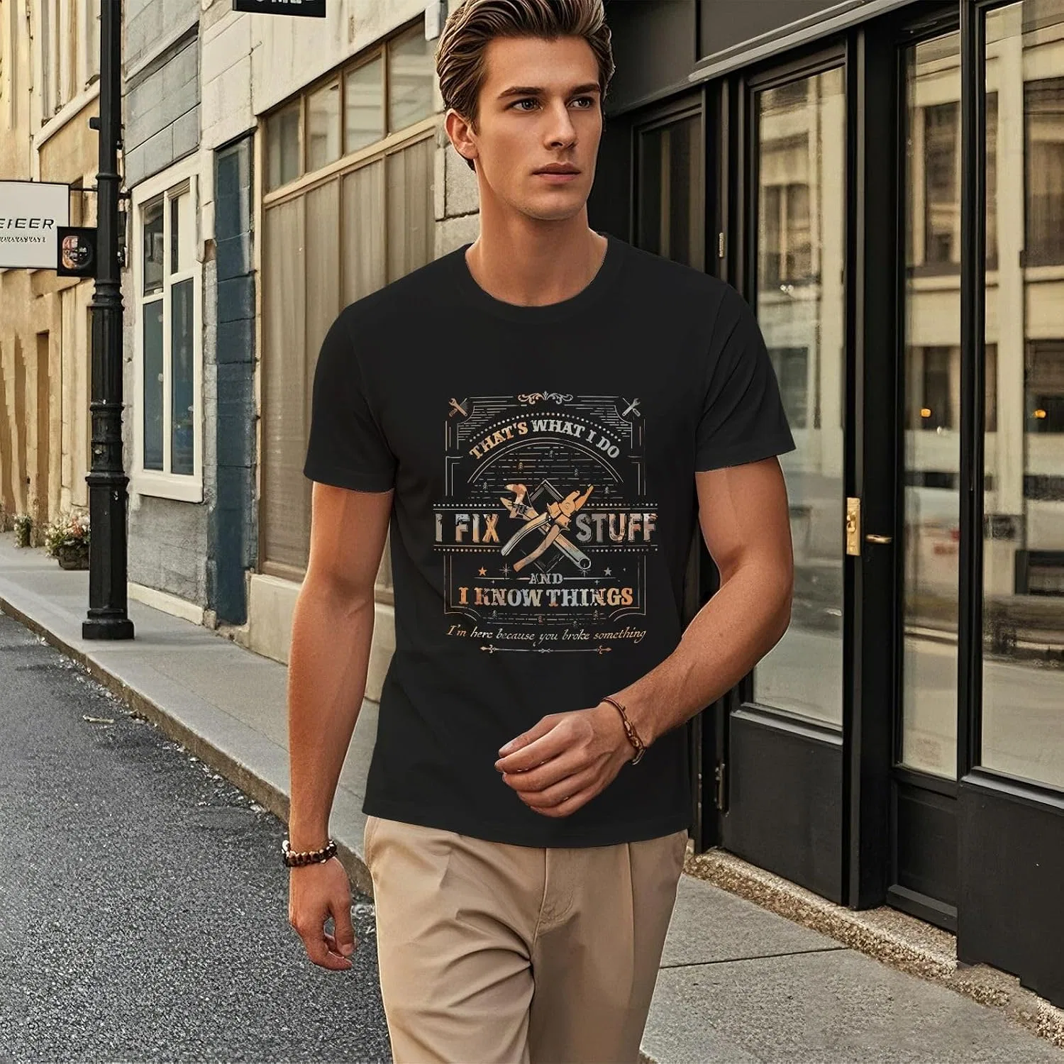Мужская футболка свободного кроя с принтом Shirt-003, Allblack — фото 4