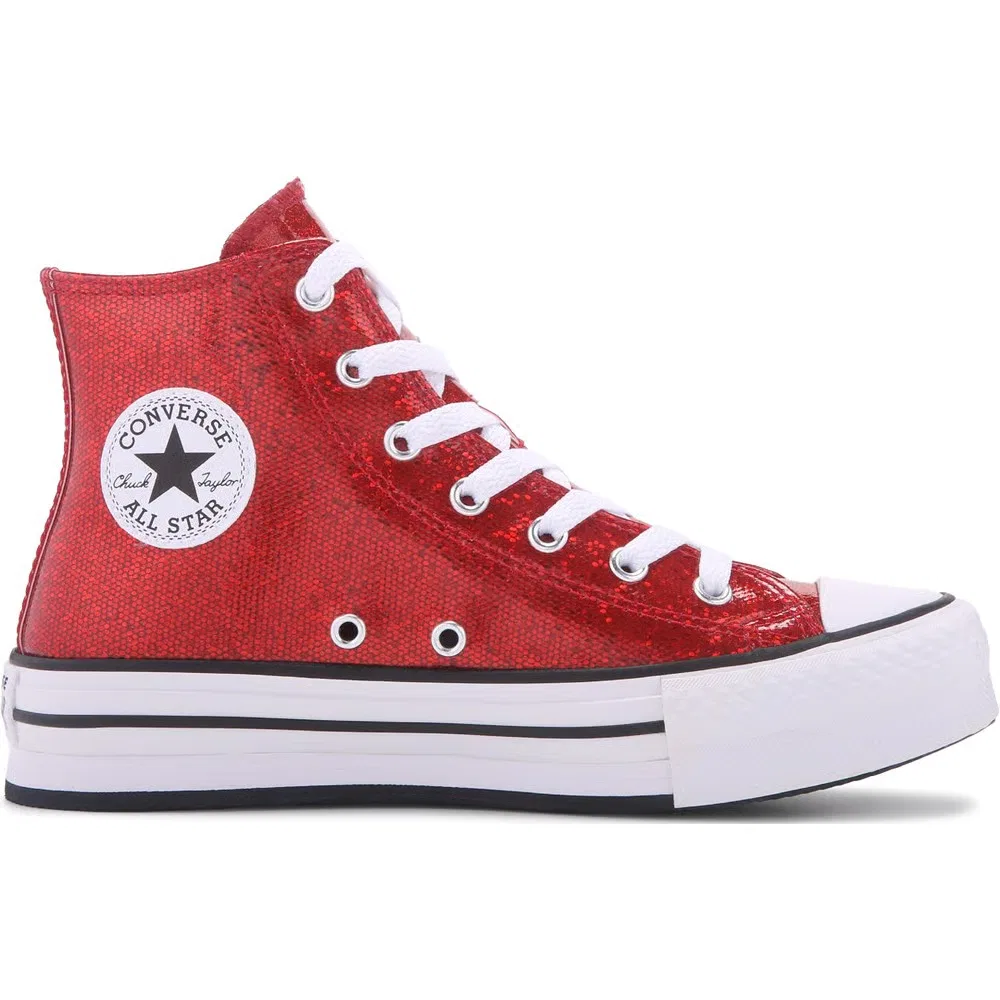 Детские высокие кеды Chuck Taylor All Star Lift Converse, Red Glitter — фото 2