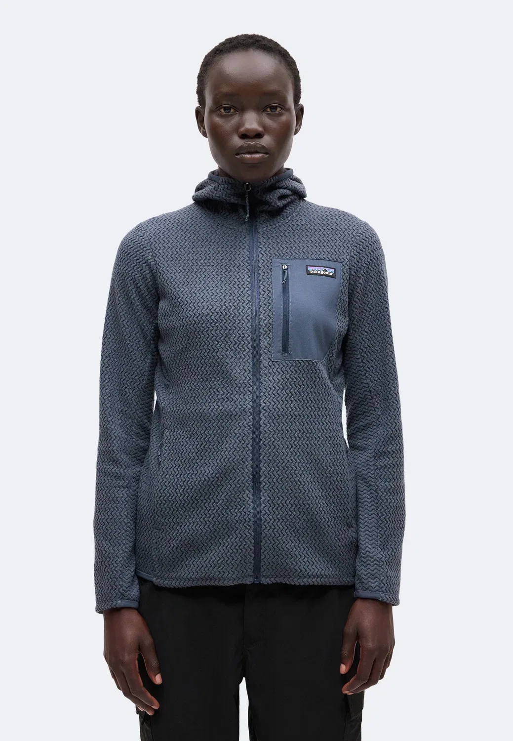 Толстовка R1 air на молнии с капюшоном - флисовая куртка Patagonia, Smolder Blue