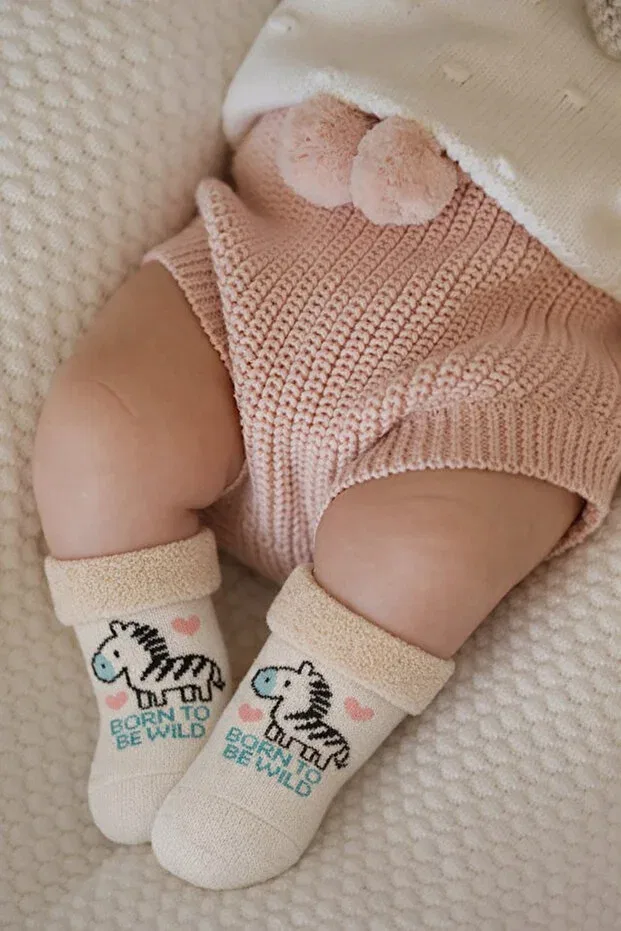 Детские носки для новорожденных полосатые Bony Socks, Ecru