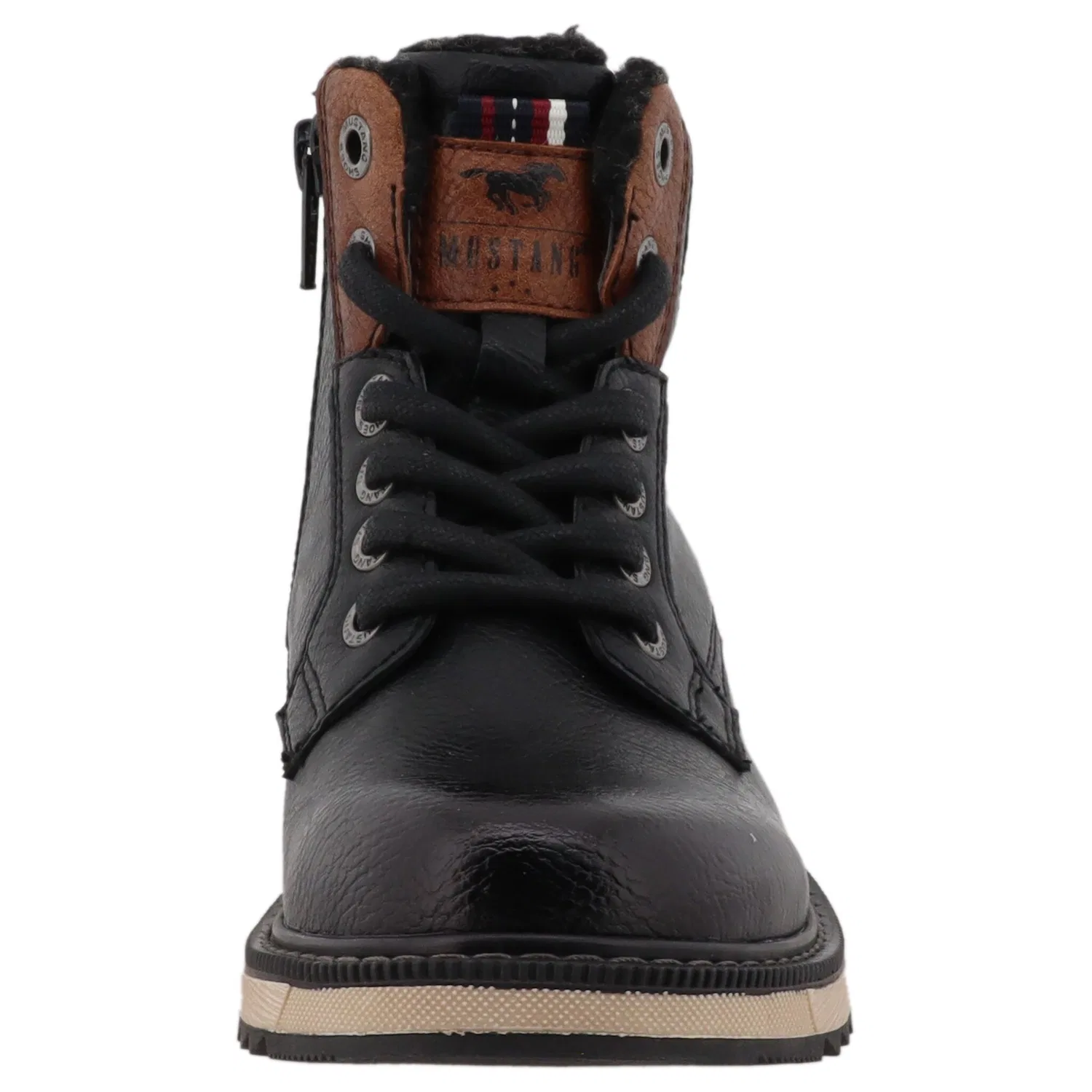 Детские зимние ботинки на шнуровке Mustang Shoes, Black-Brown — фото 4