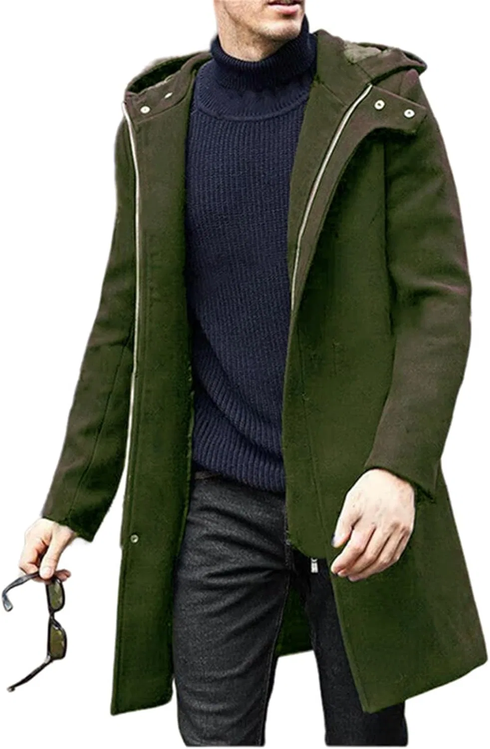 Мужское пальто из шерстяной смеси с капюшоном, Slim Fit — фото 4