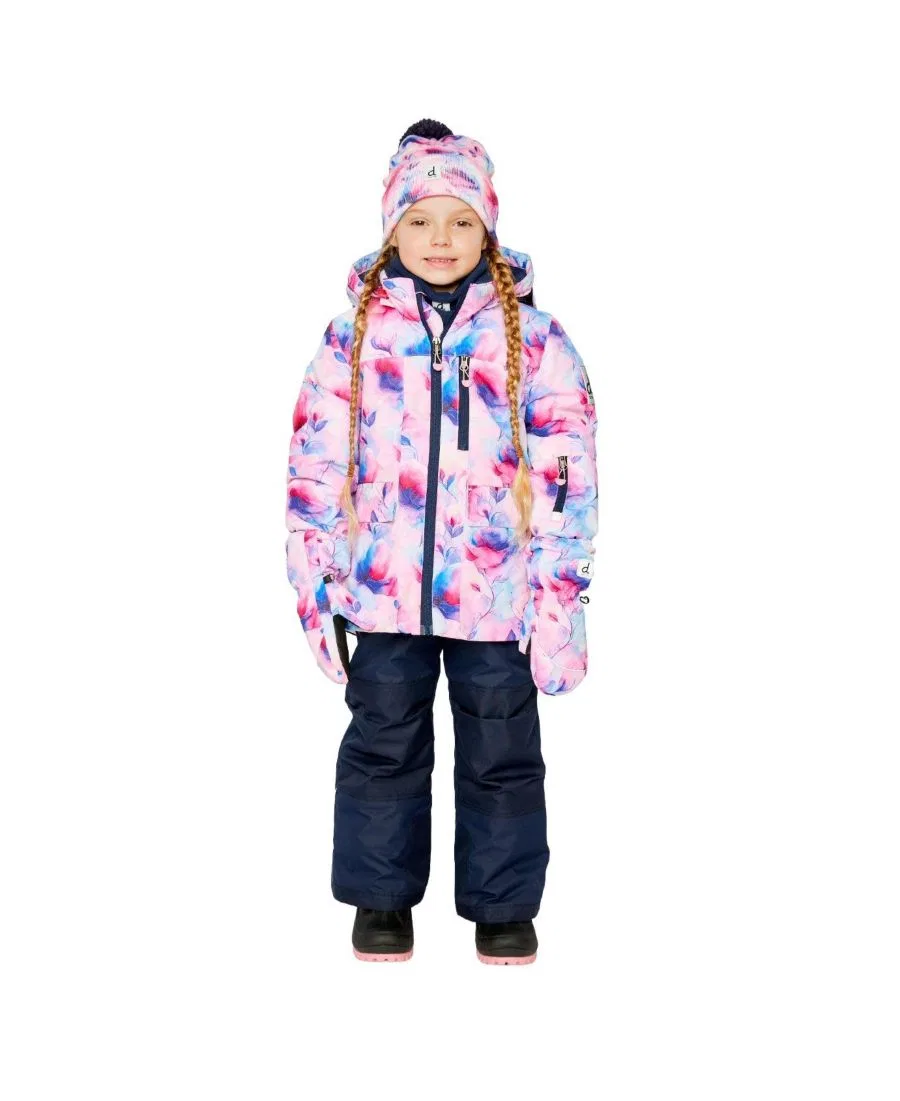 Детский зимний комплект из куртки и полукомбинезона с принтом, модель Play Snowsuit Deux par Deux, Mauve Watercolor Floral Print — фото 4