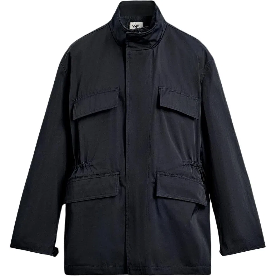 Мужское пальто-парка с воротником-стойкой Sea Blue ZARA, Sea Blue