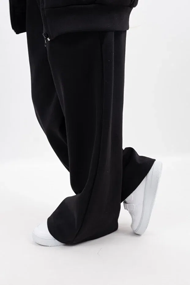Детские спортивные штаны для девочек с широкими штанинами Vauva, Black — фото 3