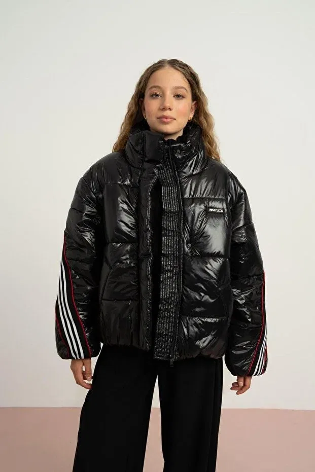 Детское зимнее пальто для девочек с вышивкой Northlight Premium Hausekids, Black — фото 4
