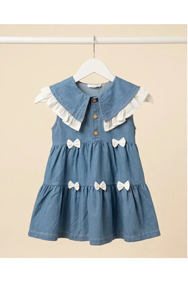 Детское джинсовое платье для девочек с бабочкой Jikko Baby, Blue
