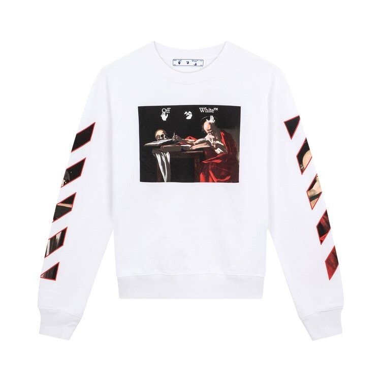 

Толстовка Off-White Caravaggio Slim Crewneck 'White/Red', белый