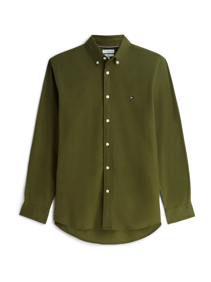 Рубашка на пуговицах TOMMY HILFIGER Comfort fit, оливковый цвет