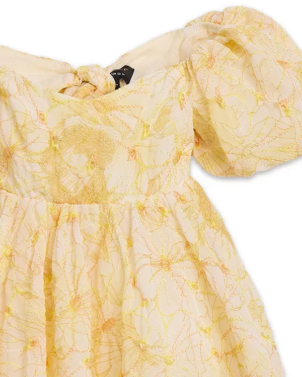 Детское платье для девочек с вышивкой Adaline Bardot, Yellow Floral — фото 3