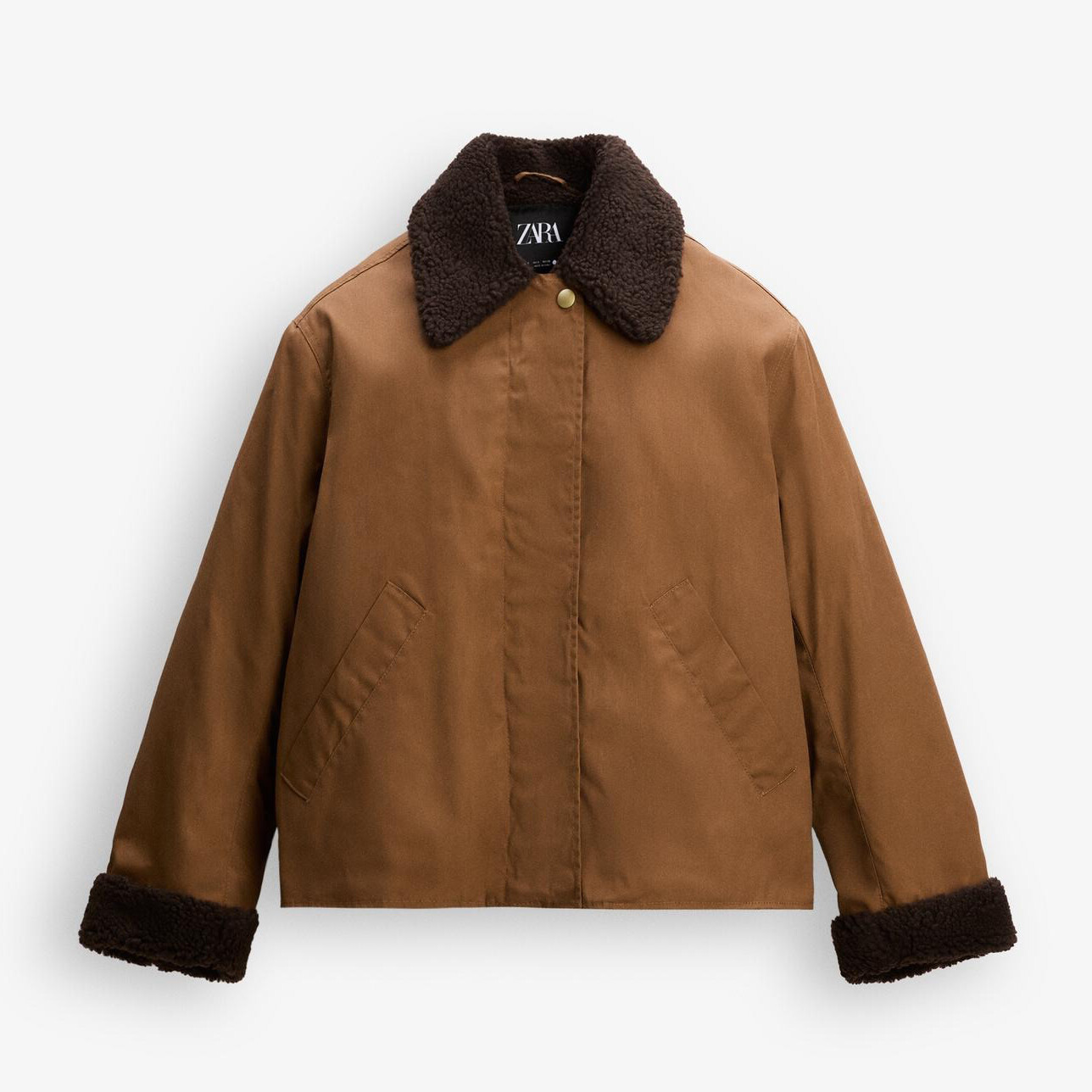 

Куртка Zara by Carlyne Cerf Contrast Collar, коричневый