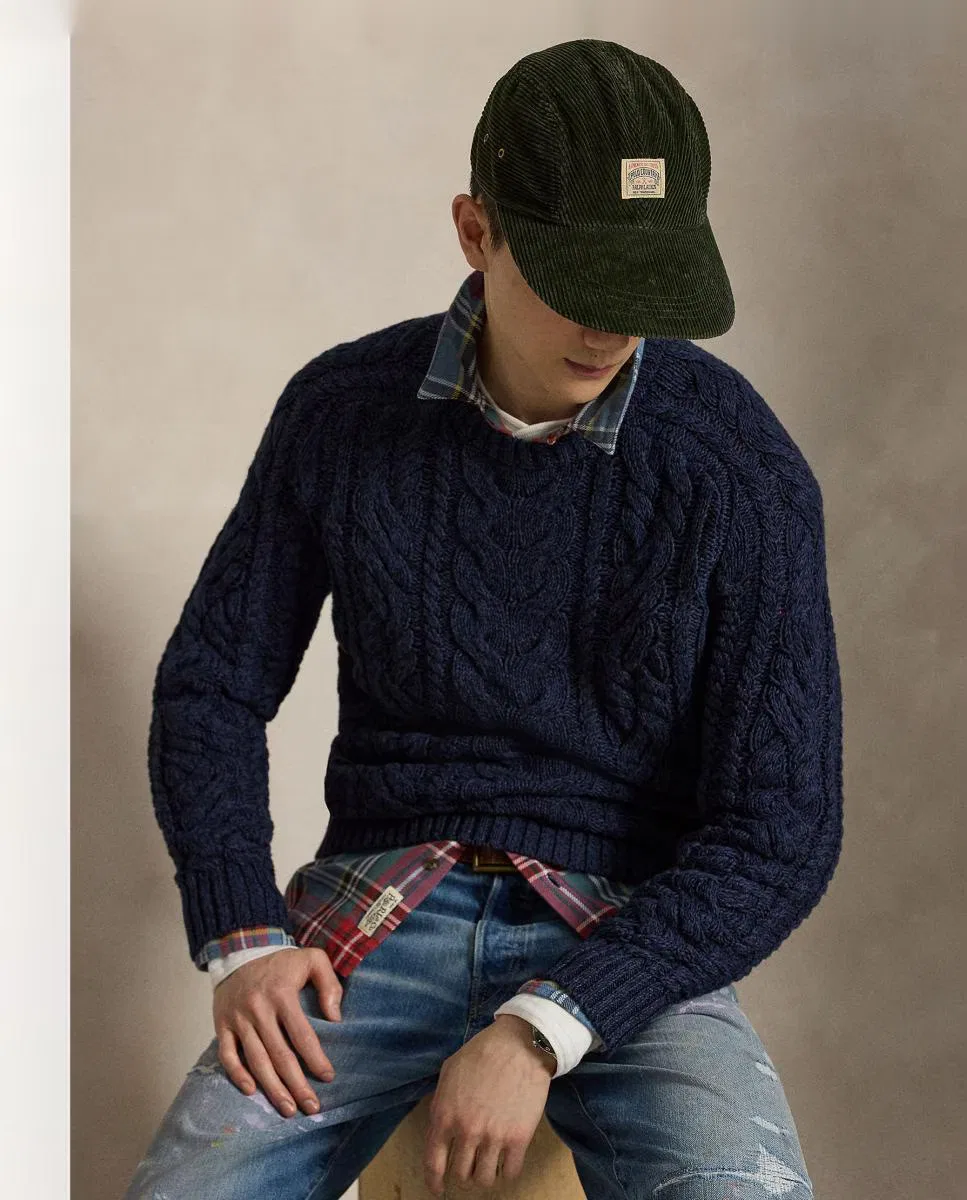 Мужский джемпер, Punto Aran Azul Marino Combinado, Polo Ralph Lauren, темно-синий — фото 4