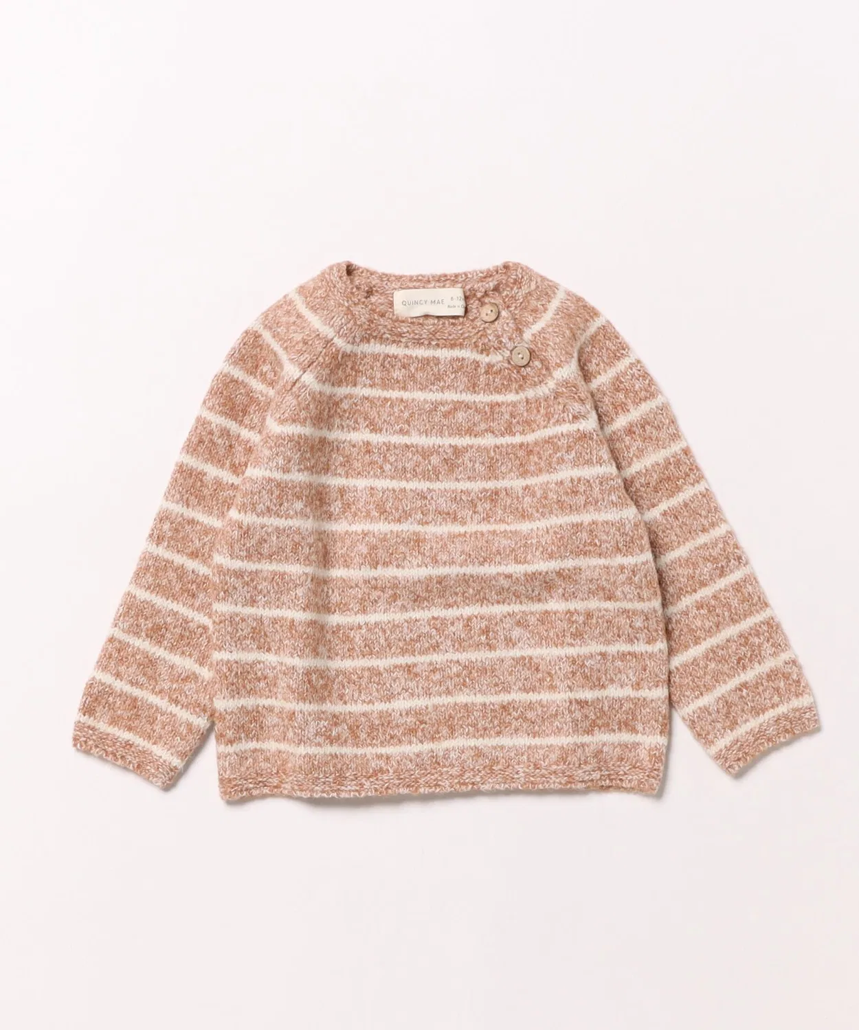 Детский свитер с принтом в полоску с рукавами реглан Ace Knit Sweater Quincy Mae, Cinnamon Stripe
