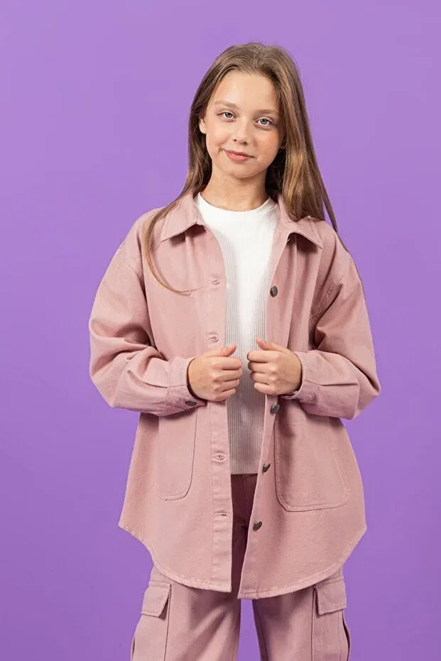Детская джинсовая куртка оверсайз из габардина Dmb Boys & Girls — фото 2