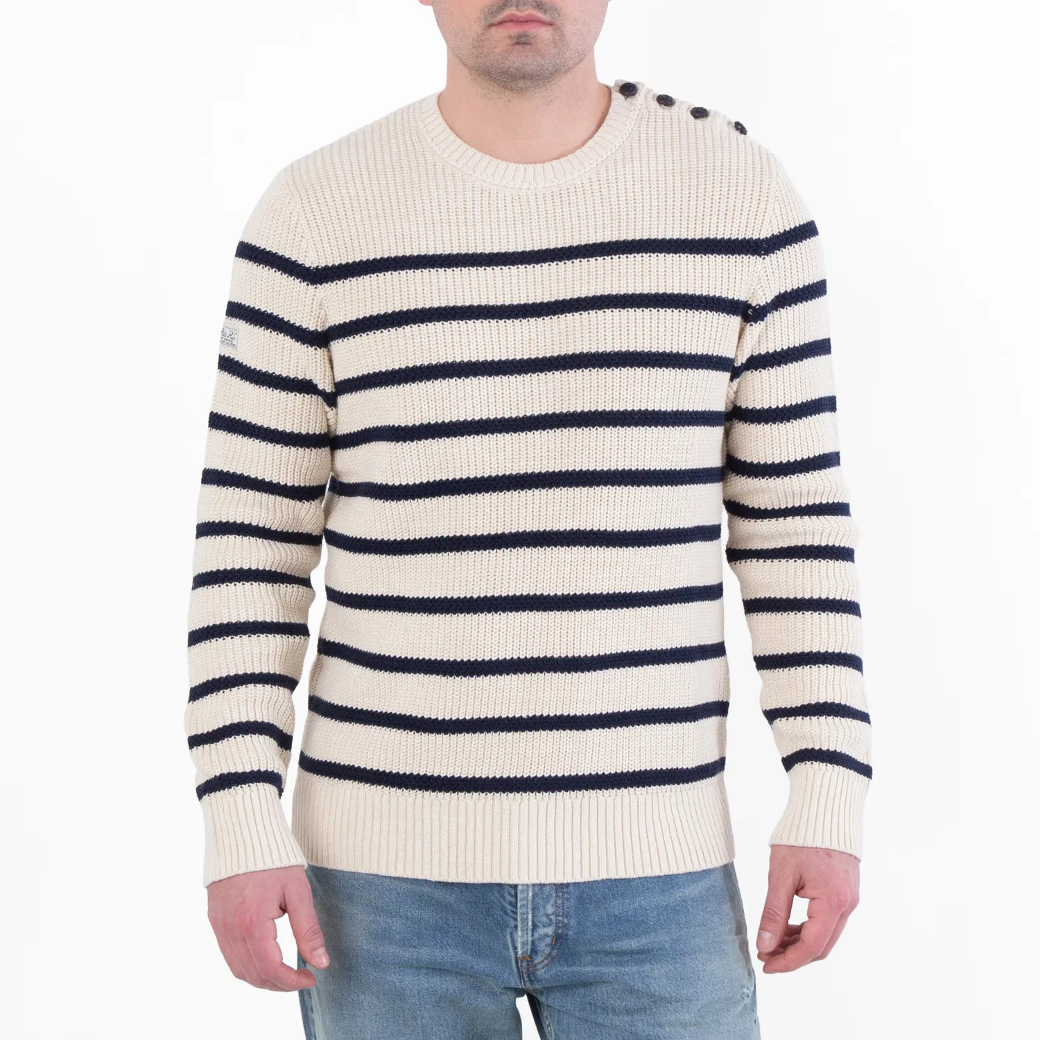 Свитер с полосатым принтом Striped Cotton Linen Sweater Polo Ralph Lauren, Cream