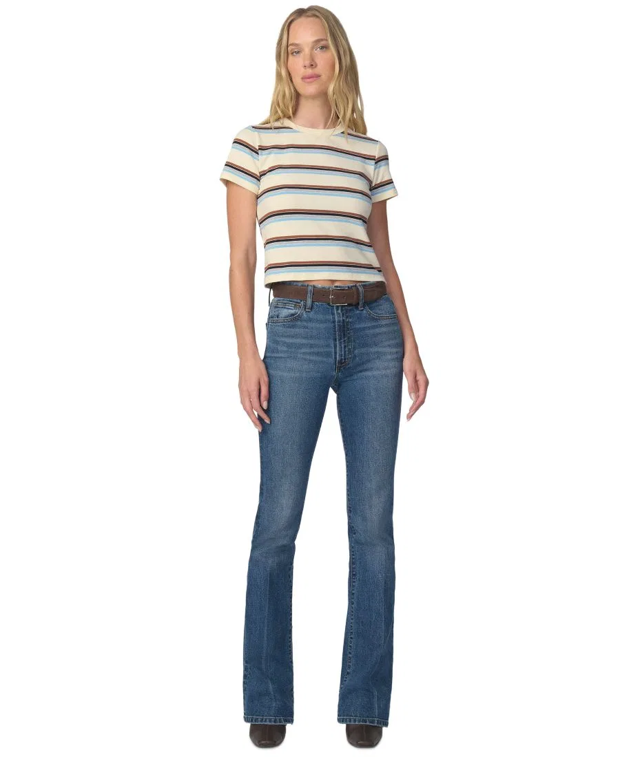 Футболка-кроп с полосатым воротником Joe's Jeans, Ecru Multi Stripe — фото 2
