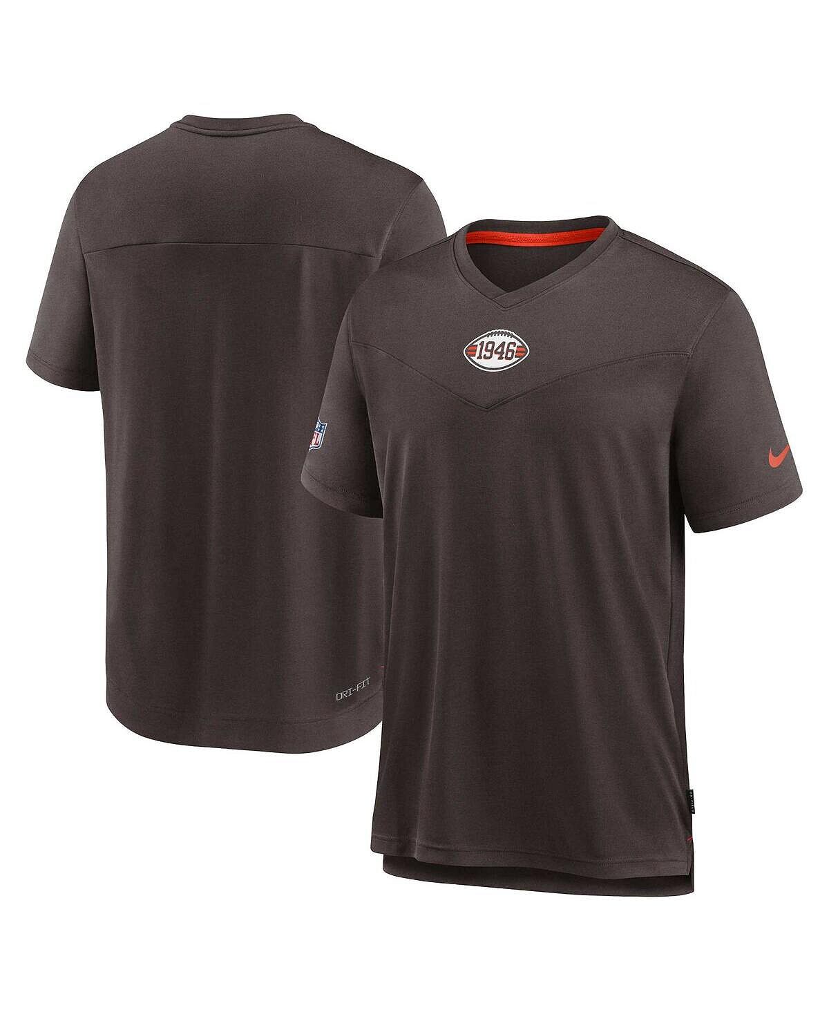 

Мужская коричневая футболка с v-образным вырезом cleveland browns sideline coaches vintage-like chevron performance Nike, коричневый