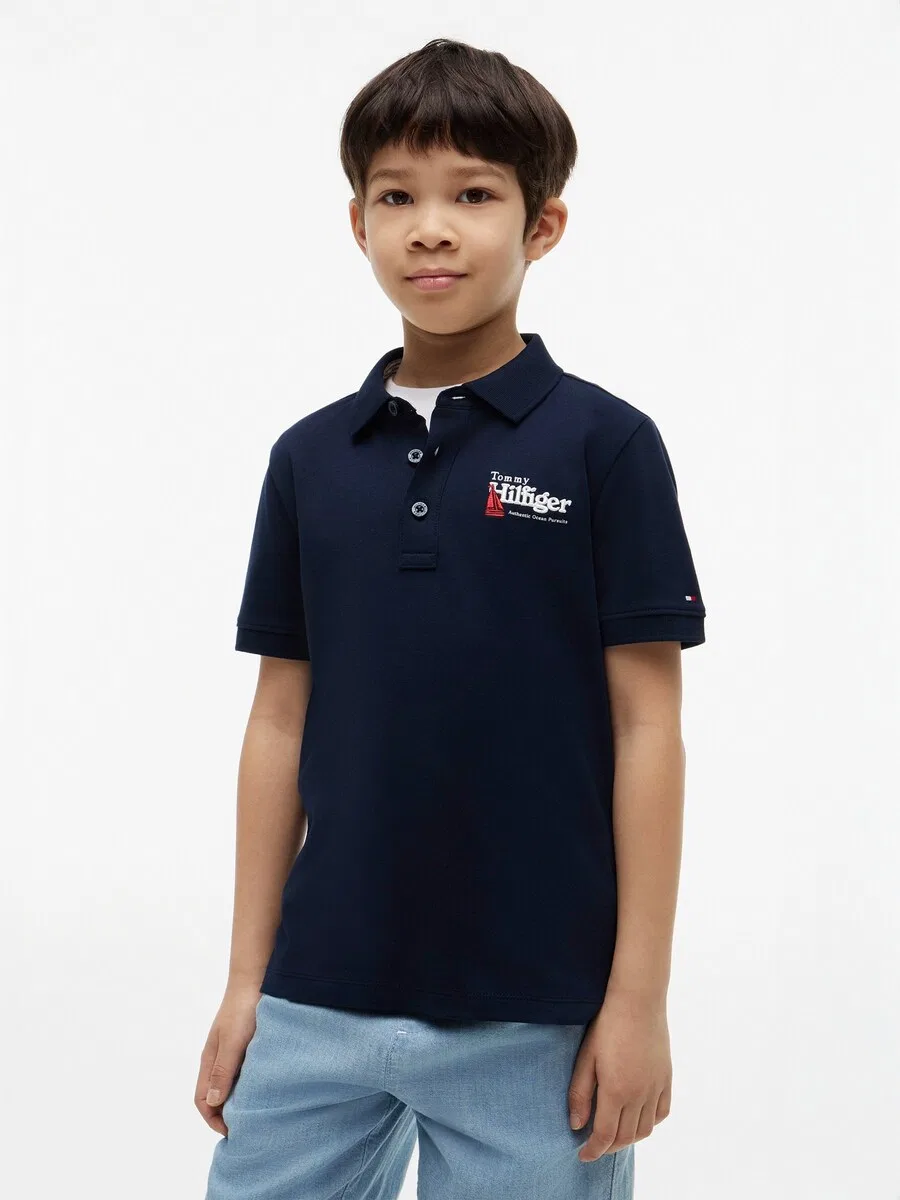 Рубашка TOMMY HILFIGER "Стандартный крой, графическая вышивка" темно-синего цвета — фото 2