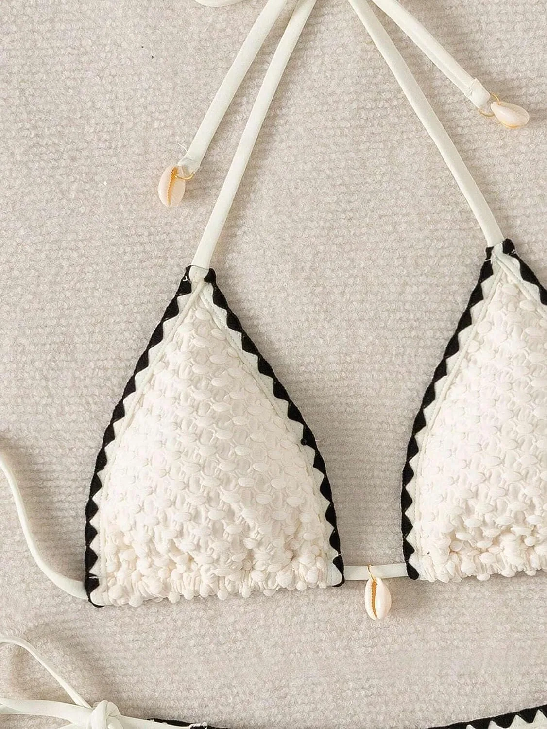 Женский бикини-сет с геометрическим принтом Halter Neck, Beige — фото 3