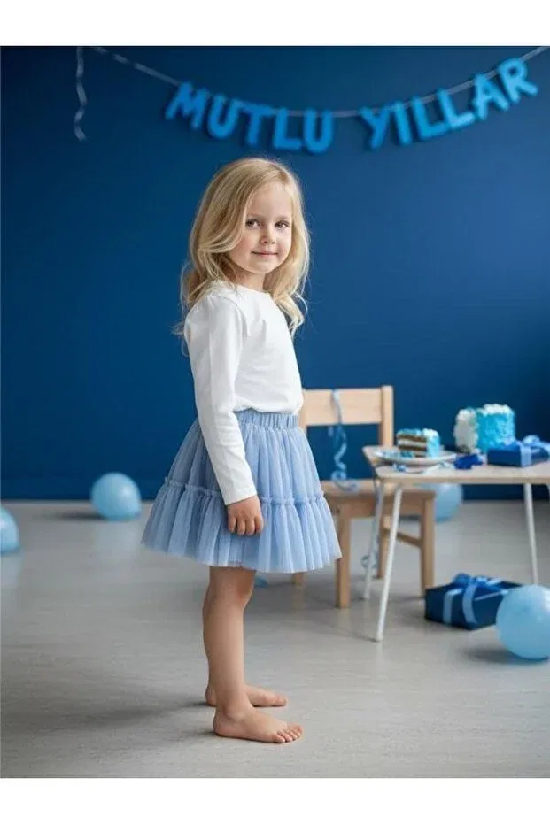 Детская юбка для девочек с эластичным поясом Zekids, Blue — фото 4