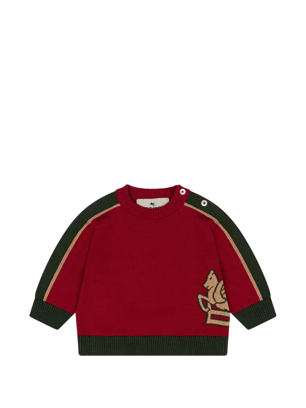 Шерстяной свитер с инкрустированным логотипом Pegaso Etro Kids, красный
