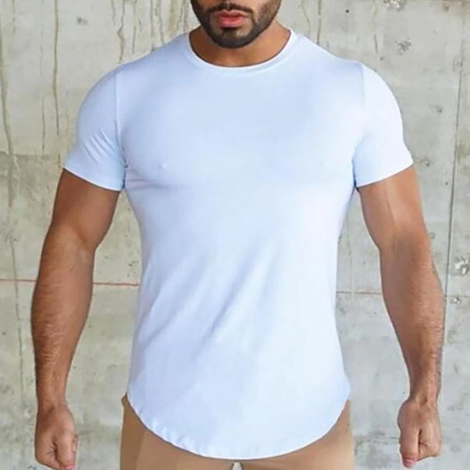 Мужская хлопковая футболка для фитнеса Slim Fit, White — фото 2