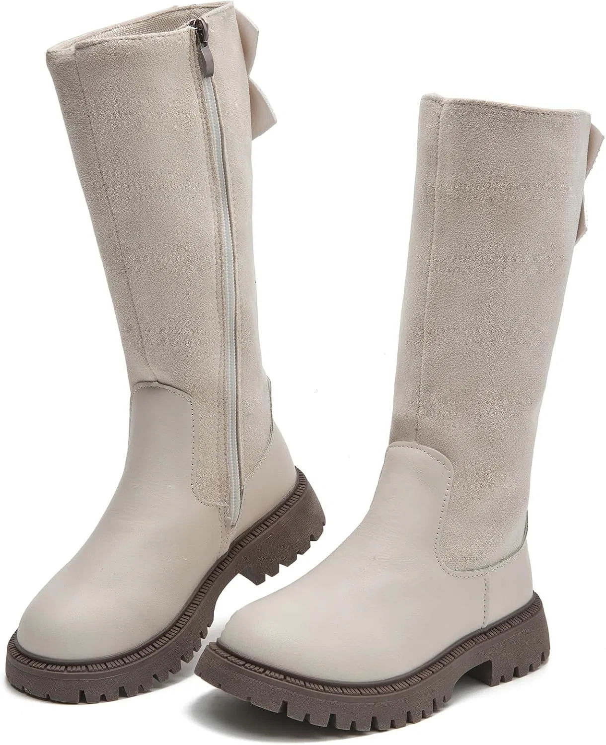 Детские сапоги для девочек с бантом DADAWEN, Cream White