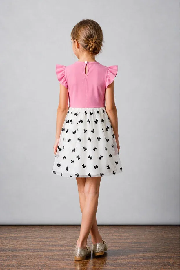 Детское платье из тюля с рюшами для девочек Fesshera Kids, Pink — фото 2