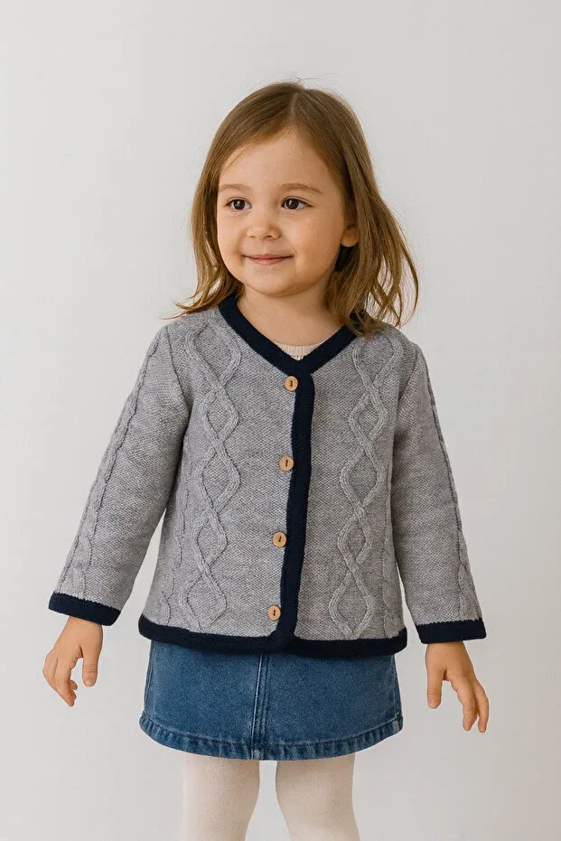 Детский кардиган с косами Minora, Gray