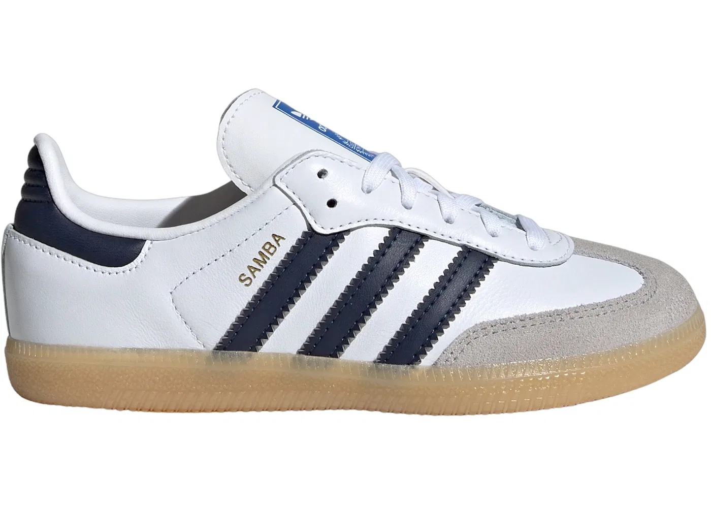 Детские кроссовки Lifestyle с длинным язычком Adidas Samba OG, Cloud White/Collegiate Navy/Gum
