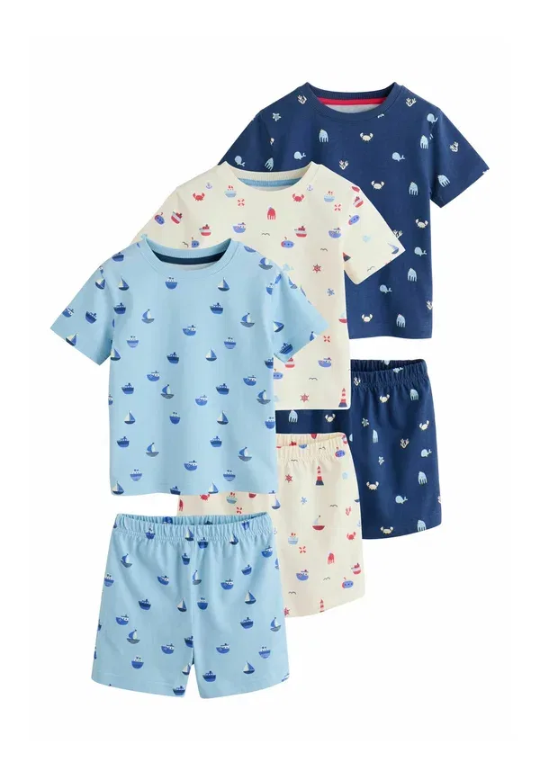 Пижамный комплект из хлопка, Regular fit - short pyjamas 3 pack set, Next ecru mini sailor print, экрю