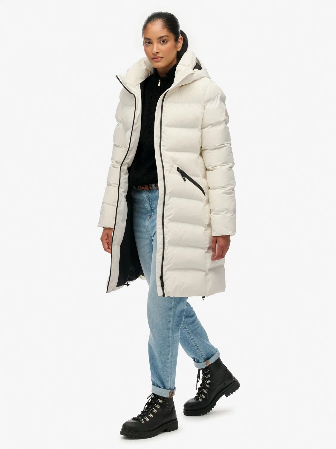 Пальто стеганое Superdry City Mid Padded Jacket, белый — фото 3